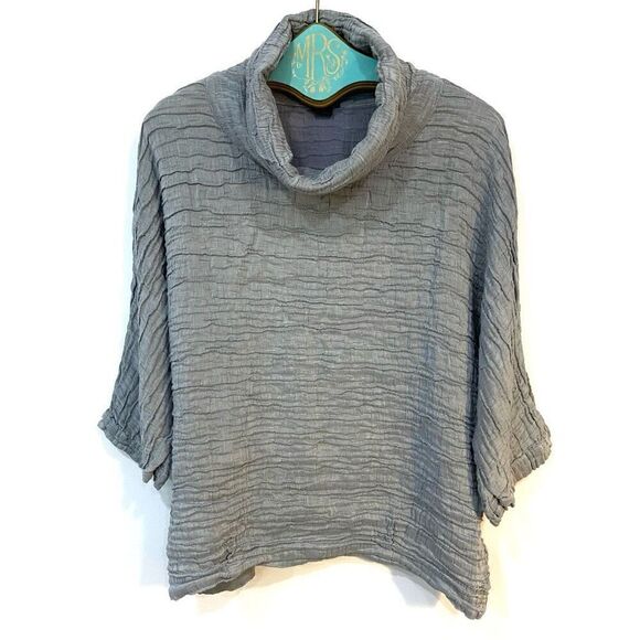 GRIZAS Linen & Silk Cowl Neck Oversized Top - Picture 1 of 7